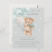 Gray Blue Beer Barly Wait Balloon Baby shower Briefkaart (Voorkant / Achterkant)