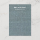 GRAY BLUE BURLAP LINEN STUD EARRING DISPLAY CARD VISITEKAARTJE (Voorkant)