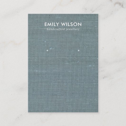 GRAY BLUE BURLAP LINEN STUD EARRING DISPLAY CARD VISITEKAARTJE (Voorkant)
