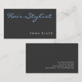 Gray Blue Calligraphy Hair Stylist Salon Spa Visitekaartje (Voorkant / Achterkant)