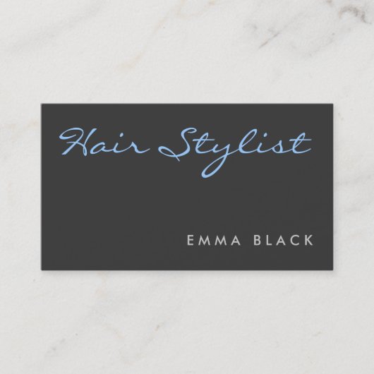 Gray Blue Calligraphy Hair Stylist Salon Spa Visitekaartje (Voorkant)