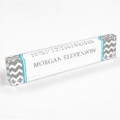 Gray Blue Chevron Desk Naambordje