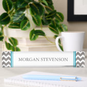 Gray Blue Chevron Desk Naambordje
