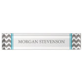 Gray Blue Chevron Desk Naambordje (Voorkant)