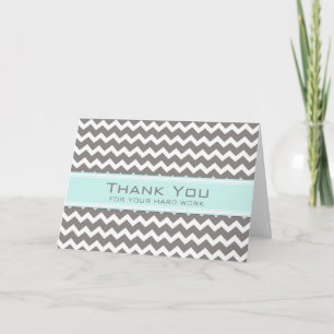 Gray Blue Chevron Employee Jubileum Card Bedankkaart