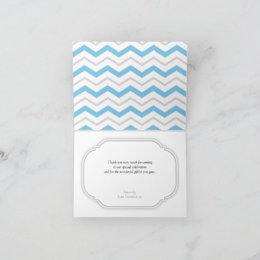 Gray & Blue Chevron Modern Bedankkaart (Binnen)