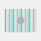 Gray Blue Chevron Pattern Monogram Blanket Fleece Deken (Voorkant (Horizontaal))