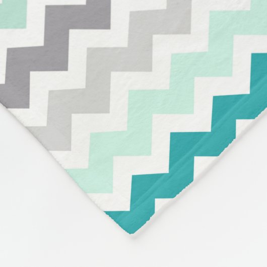 Gray Blue Chevron Pattern Monogram Blanket Fleece Deken (Hoek)