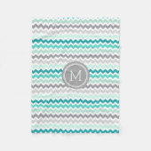 Gray Blue Chevron Pattern Monogram Blanket Fleece Deken (Voorkant)