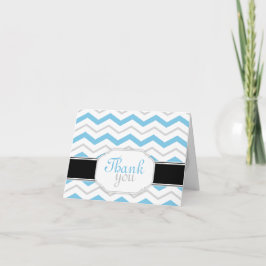 Gray & Blue Chevron Trendy Bedankkaart