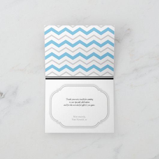 Gray & Blue Chevron Trendy Bedankkaart (Binnen)