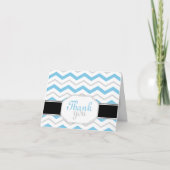 Gray & Blue Chevron Trendy Bedankkaart (Voorkant)