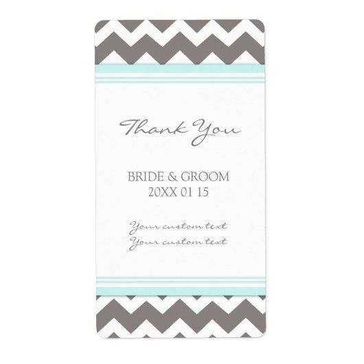 Gray Blue Chevron Wedding Labels (Voorkant)