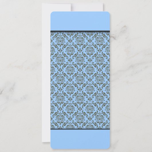 Gray Blue Damask Wedding Uitnodiging (Achterkant)