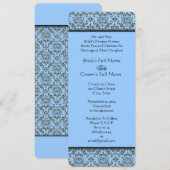 Gray Blue Damask Wedding Uitnodiging (Voorkant / Achterkant)