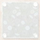 Gray Blue Dandelion Whimsical Flowers Patroon Glazen Onderzetter (Achterkant)