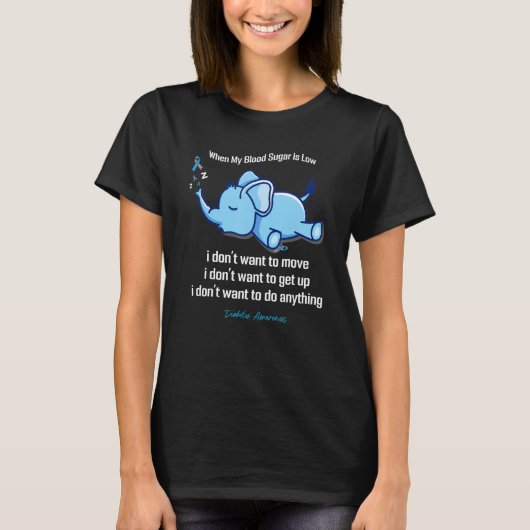 gray blue elephant diabetes awareness apparel when t-shirt (Voorkant)