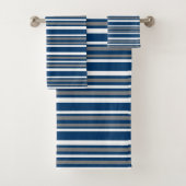 Gray Blue en White Stripes Bath Towel Set Bad Handdoek (Insitu)