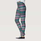 Gray Blue Floral Tribal Print Leggings (Links)