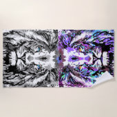Gray Blue Lion Head - Cool Lion Beach Towel Strandlaken (Voorkant)