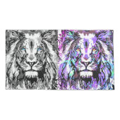 Gray Blue Lion Head - Cool Lion Kussensloop (Achterkant)