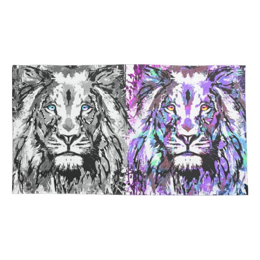 Gray Blue Lion Head - Cool Lion Kussensloop (Achterkant)