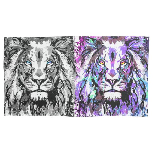 Gray Blue Lion Head - Cool Lion Kussensloop (Voorkant)