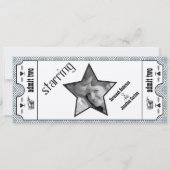 Gray Blue  Modern Typography Ticket Wedding Kaart (Achterkant)