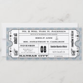 Gray Blue  Modern Typography Ticket Wedding Kaart (Voorkant)