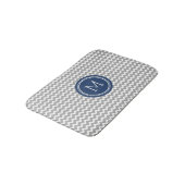 Gray Blue Monogram Chevron Stripes Bathmat Badmat (Gekanteld)