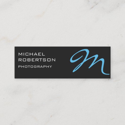 Gray Blue Monogram Fotografe Visitekaartje (Voorkant)