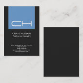 Gray Blue Monogram Professional Visitekaartje (Voorkant / Achterkant)