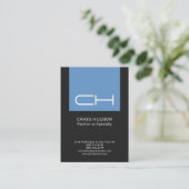 Gray Blue Monogram Professional Visitekaartje (Staand voorkant)