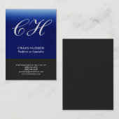 Gray Blue Monogram Professional Visitekaartje (Voorkant / Achterkant)