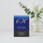Gray Blue Monogram Professional Visitekaartje (Staand voorkant)