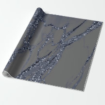 Gray Blue Navy Graphite Glitter Marble Stone Lux