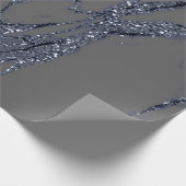Gray Blue Navy Graphite Glitter Marble Stone Lux Cadeaupapier (Hoek)