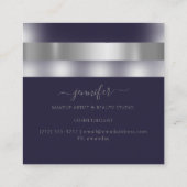 Gray Blue Navy Makeup Artist Influencer Silver Vierkante Visitekaartje (Achterkant)