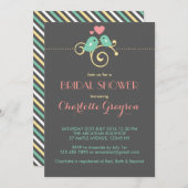 Gray Blue Roze Lovevogels Bridal Shower Kaart (Voorkant / Achterkant)