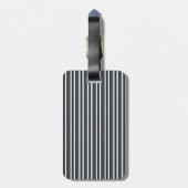 Gray Blue Stripes Chalkboard Monogram Bagagelabel (Achterkant verticaal)