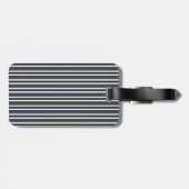Gray Blue Stripes Chalkboard Monogram Bagagelabel (Achterkant horizontaal)