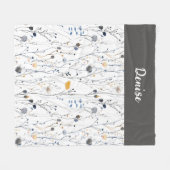 Gray Blue Watercolor Wildflower Name Fleece Deken (Voorkant (Horizontaal))