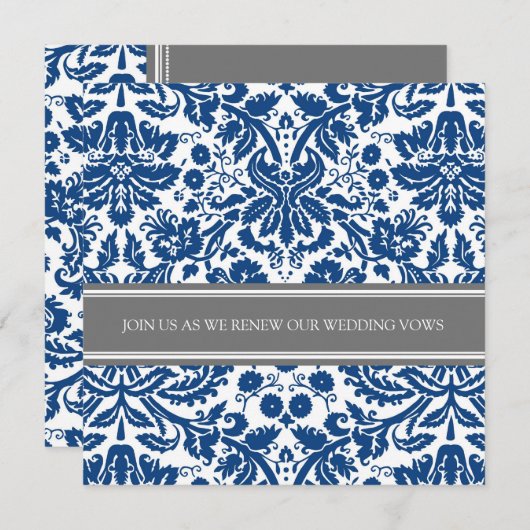 Gray Blue Wedding Vow Renewal Uitnodiging (Voorkant / Achterkant)
