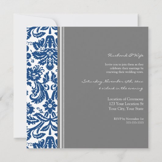 Gray Blue Wedding Vow Renewal Uitnodiging (Achterkant)