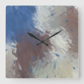 Gray Blue White Abstract Brushstrokes Vierkante Klok (Voorkant)