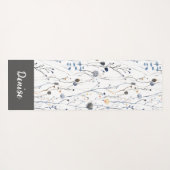 Gray Blue Wildflower Watercolor Custom Name Yogamat (Achterkant (horizontaal))