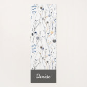 Gray Blue Wildflower Watercolor Custom Name Yogamat (Achterkant)