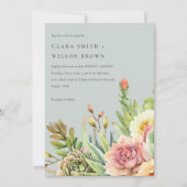 GRAY BLUSH DESERT SUCCULENT CACTI FOLIAGE WEDDING KAART (Voorkant)
