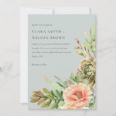 GRAY BLUSH DESERT SUCCULENT CACTI FOLIAGE WEDDING KAART (Voorkant)