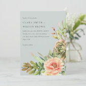 GRAY BLUSH DESERT SUCCULENT CACTI FOLIAGE WEDDING KAART (Staand voorkant)